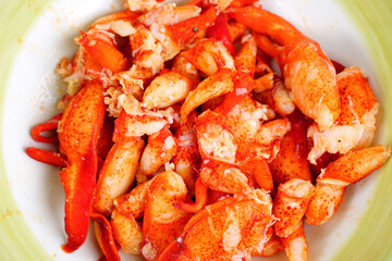 A bowl of sautéed lobster