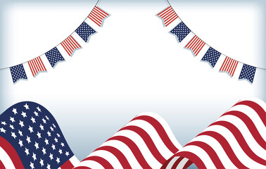 Fototapeta premium Usa flag with banner pennant vector design