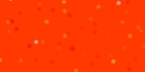 Light Orange vector doodle pattern with flowers.