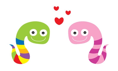 cute snake couple valentine greeting
