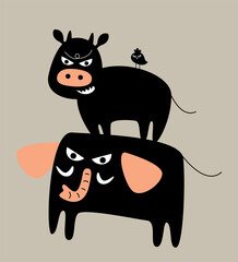 scary devil animals poster vector