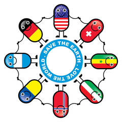 cute pill country save the world vector