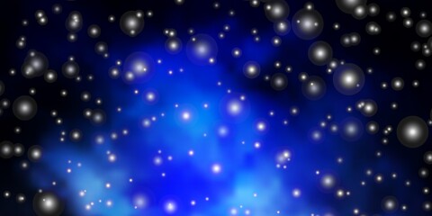 Naklejka na ściany i meble Dark BLUE vector pattern with abstract stars. Blur decorative design in simple style with stars. Theme for cell phones.