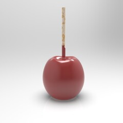3d image of Apple on a stick in caramel 003