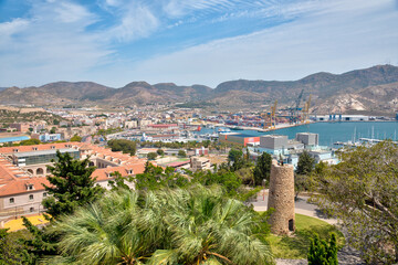 Aerial view of port of Cartagena in Spain