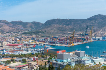 Aerial view of port of Cartagena in Spain