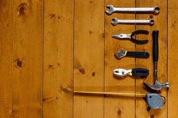Tools over wooden surface