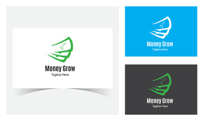 Money Grow Logo Design Template-Increase money logo. coin leaf sprout money grows investment logo icon illustration.
