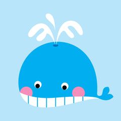 cute baby whale boy arrival greeting card vector