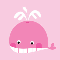 cute baby whale girl arrival greeting card vector