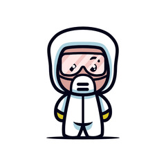 Cute disinfectant man mascot icon illustration
