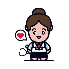 Cute doctor mascot icon illustration