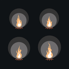 Burning bonfire with wood. Vector cartoon style illustration of bonfire. Isolated on white background.