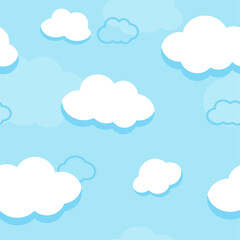 Light Clouds vector with blue sky seamless pattern
