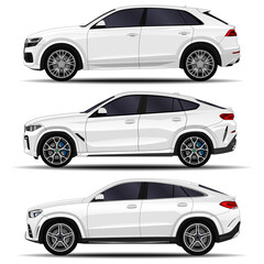 Fototapeta na wymiar realistic SUV sport cars set. side view.