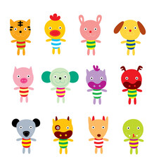Fototapeta premium cute 12 chinese horoscope animals cartoon vector