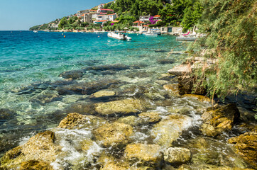 Croatia. Near the city of Omis. At the confluence of the Cetina river. Dalmacia.  Adriatic  sea, ...