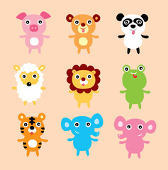 Fototapeta premium cute cartoon animals vector design