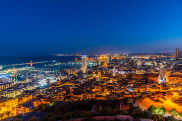 Night view of Spanish city and port Alicante