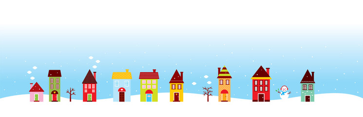 cute cottage house merry christmas greeting vector	
