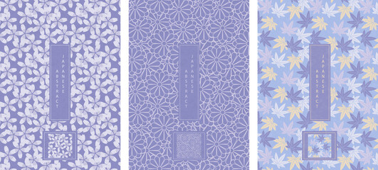 Oriental Japanese style abstract seamless pattern background design purple lavender color flower and maple leaf