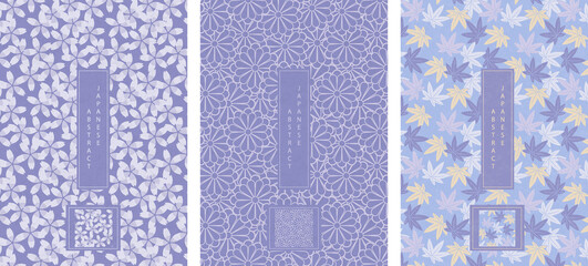Oriental Japanese style abstract seamless pattern background design purple lavender color flower and maple leaf © BabyQ