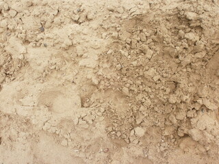 Footprints on the river dried sand.