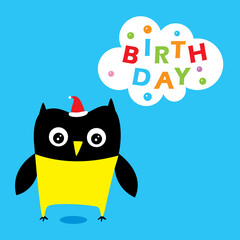 cute owl happy birthday greeting vector