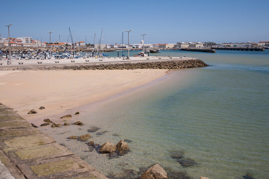 small beach located near the fishing port of Peniche Portugal 