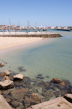 small beach located near the fishing port of Peniche Portugal 