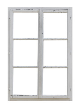 Vintage wooden window on white background