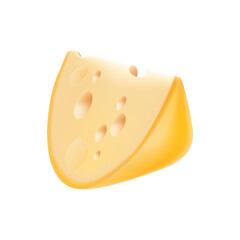 Gouda. A large, delicious and fresh piece of cheese. Dairy products. Vector illustration on a white background.