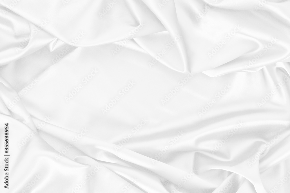 Poster white silk wrinkled fabric texture ,clean fabric textures are perfect background for your creative w