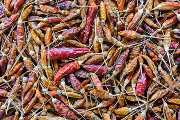 top view dry hot chillis texture for background
