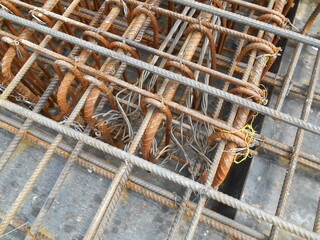 SELANGOR, MALAYSIA -MAY 13, 2016: Hot rolled deformed steel bars or steel reinforcement bar at construction site.It use to strengthen concrete. It is shaped follow the engineer design.