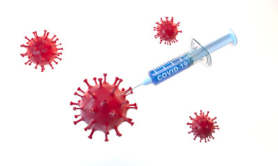 concept for the cure against the covid-19 virus, vaccine for corona virus world pandemic isolated on white, 3d illustration
