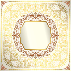 Golden ornate decorative vintage blank card