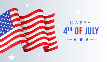 US independence day banner, poster or greeting card with national flag on blue background, vector illustration