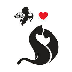 cats, heart and cupid
