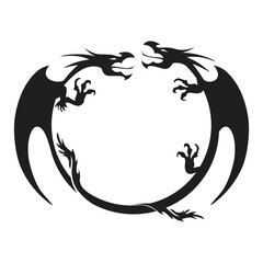 dragons on a black background