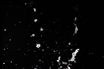 Water splash with bubbles of air on black background. 3d illustration.