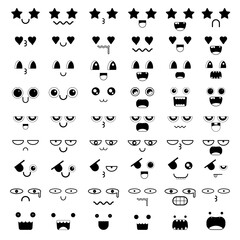 Set of kawaii face icon design. Vector illustration.