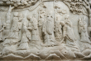 Fototapeta na wymiar bas-relief in a buddhist temple in chengde in china