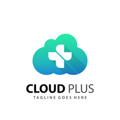 Abstract Cloud Plus Medical Icon Logo Design Vector Illustration Template
