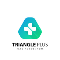 Abstract Triangle Plus Medical Icon Logo Design Vector Illustration Template