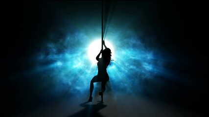 Pole dance on blue background