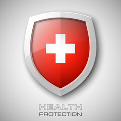Obraz premium medical health protection shield with cross isolated