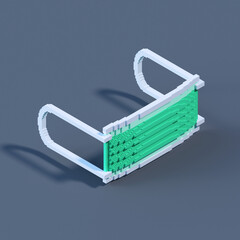 3D Voxel Surgical Face Mask Icon Illustration