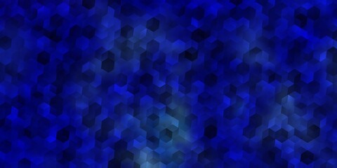 Dark BLUE vector texture with colorful hexagons.