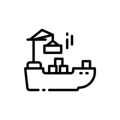 Cargo ship outline icons. Vector illustration. Editable stroke. Isolated icon suitable for web, infographics, interface and apps.